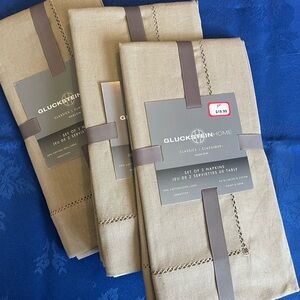 GlucksteinHome Taupe Napkins Pair Set - Three Sets